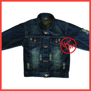 jaket denim anak jaket jeans anak laki-laki perempuan cowok cewek cowo cewe usia 5 6 7 8 9 tahun biothink scrap distress