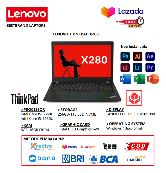 Laptop Lenovo Thinkpad x280 Intel Core i5 Gen 8th FHD IPS Super