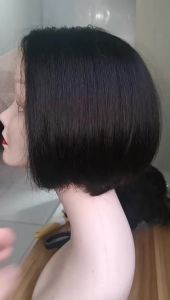 100% Human Hair Wigs 13*4*1 T-Part Lace Front Wig  Middle Line Bob   Hair For Women