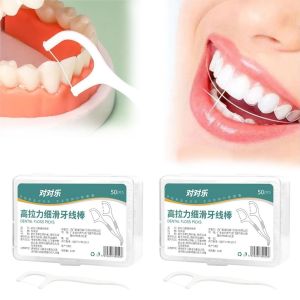 FLYING 50Pcs/Box Disposable Dental Floss Carrying Case Plastic Portable Floss Box High Tensile Strength Teeth Cleaner Oral Hygiene Care