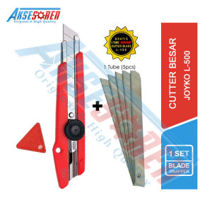 Aksesoren Cutter Besar Joyko L-500/1 pcs + Isi L-150/5 pcs / Cuter Pisau Alat Potong Kertas / Kater