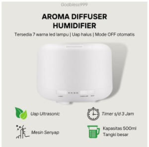 Humidifier Ultrasonik 500ML Multifungsi - Aromaterapi dengan Remote dan Lampu 7 Warna Kapasitas Besar