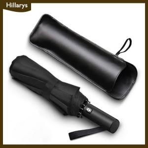 [Hillarys] Black PU Leather Umbrella Cover Case Portable Waterproof Umbrella Storage Pocket Umbrella Bag Portable Umbrella Cover