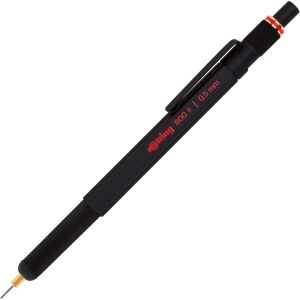 rOtring 800+ Mechanical Pencil+Stylus/0.5 0.7mm Black/Retractable Tip/Brass Hexagonal/Japan