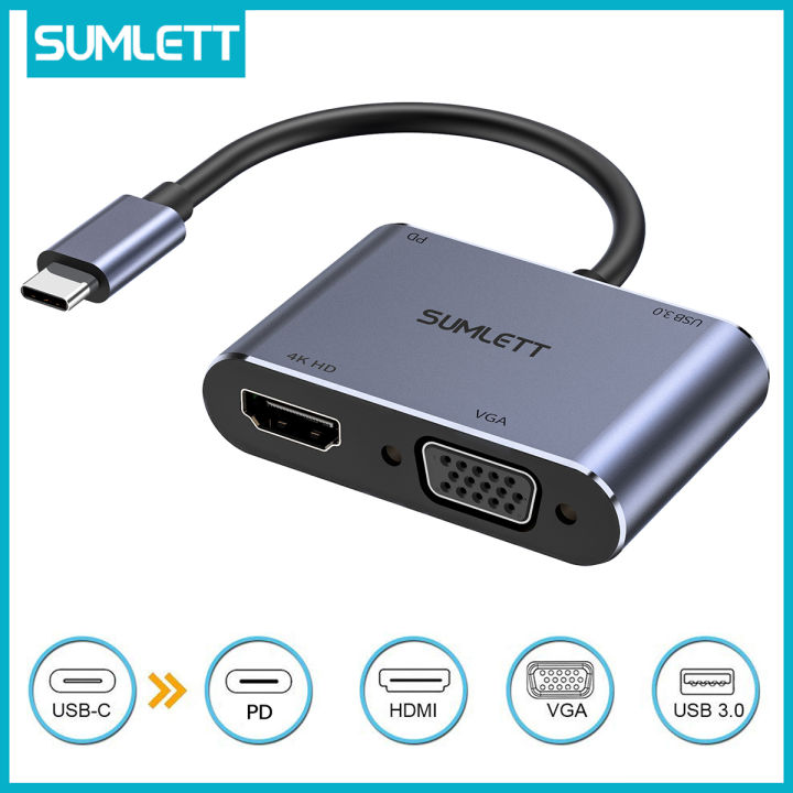 Type C to VGA HDMI Adapter4 in USB Type C to 4K HDMI/VGA/USB