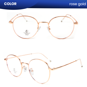 IOOI Eyewear - Kacamata Bulat Metal Lensa Anti Radiasi Blueray Photocromic Wanita 23060