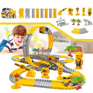 BEIBEI Puzzle Toys Track Car Train Toys Electric Railcar Climbing Track Electric Track Toy Christmas Educational Kids Car Engineering Birthday Gift