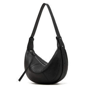 BeeGreen Women Genuine Leather Shoulder Bag Fashion Croissant Bag Fashion Underarm Bag Plain Commuter Bag Versatile Sling Bag