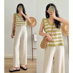 Áo Len Móc Kẻ Sát Nách Kẻ Ngang Chất Vải Mềm Mát Dễ Chịu Siêu Xinh Cho Bạn Nữ - LCXA103