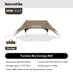 Naturehike Titanium black camping canopy sunscreen ultraviolet-proof rain-proof outdoor beach garden panoramic Sun Shade