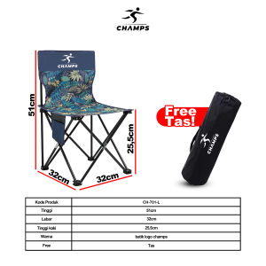 CHAMPS Kursi Lipat Outdoor Kursi Lipat Camping Dewasa Kursi Lipat Portable Super Kuat