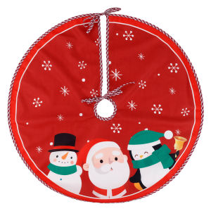 100cm Christmas Tree Skirt Red Plush Cartoon Snowman Gingerbread Man Carpet Short Plush Christmas Tree Mat New Year Party Decorations