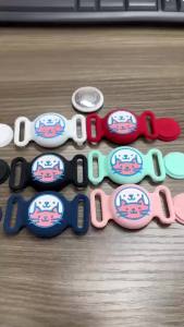 Waterproof Collar Holder Compatible with Airtag (1 Pack) Anti-Lost Case for GPS Tracker Silicone Collar Holder for Pets (Pink/White)