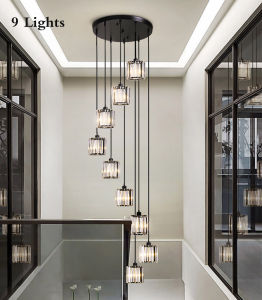 Stair chandelier rotating long chandelier dining room lamp ceiling lamp bedroom lamp living room lamp bulb replaceable chandelier