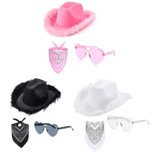Cowboy Hat Glasses Bandana Set Bachelorette Bandanas bachelorette Party Hat For Adults Funny Bridal Costume Adult Women