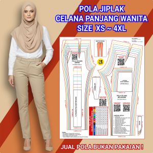 POLA JIPLAK CELANA PANJANG WANITA | SEWING PATTERN POLA MENJAHIT