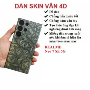 Miếng dán skin vân 4D mặt lưng trong suốt Realme Neo 7 SE