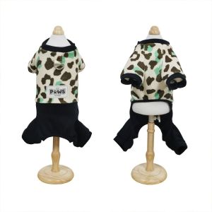 TEMPLE Thickened Leopard Print Pet Jumpsuit Ultra-Soft Breathable Dog Four Legged Coat Fashion Comfort Dog Coat Autumn Winter