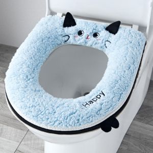 TEENI Thickened Universal Toilet Mat Warm Soft Toilet Seat Cushion Cartoon Removable Toilet Seat Cover Bathroom Use