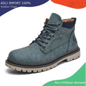 Prelesty Sepatu Boots Pria Elegan Semi Formal Vintage Fashion Handmade Kulit Casual Footwear Lentur Non Slip Keren Kekinian 421