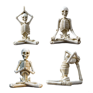 Skeletons Yogas Figurines for Home Decoration Resins Statues Spiritual Meditations Sculptures for Bookshelf Table Countertops
