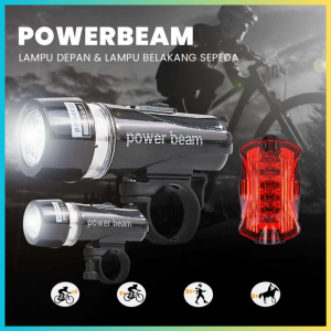 TERLARIS PENGIRIMAN CEPAT COD Powerbeam Lampu Depan Belakang Sepeda 5 LED Waterproof 2 Mode/LAMPU sepeda super terang kelap kelip depan belakang gunung multifungsi / aksesoris sepeda murah mudah di pasang listring canggih