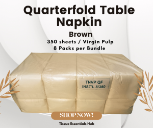 Quarterfold Table Napkin Brown [8 Packs of 350 Sheets per Bundle]