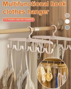 **2025 NEW** Bra Hanger | Rotating Sock Hanger12-Hook Rotating Belt Hanger Bra Hanger for Closet Organizer Holder for Tie Scarf Tank Top Penyangkut Bra | Penyangkut Stokin BerpusingPenyangkut Tali Pinggang Pusing 12 Cangkuk 12钩旋转衣架