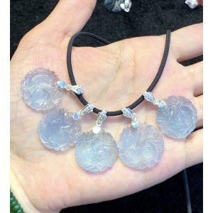 Mặt dây chuyền đeo cổ Hồ Ly chúa dáng tròn đá aqua xanh nước