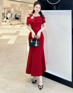 ĐẦM ĐUÔI CÁ TRỄ VAI ĐÍNH ĐÁ DỰ TIỆC SANG TRỌNG CAO CẤP S345