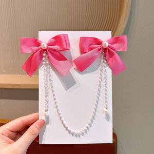 🔥🔥🔥adae Bow Tassel Hair Clip Elegant Solid Color Hair Claw Children Princess Hairpins Fashion Beauty Hair Accessories