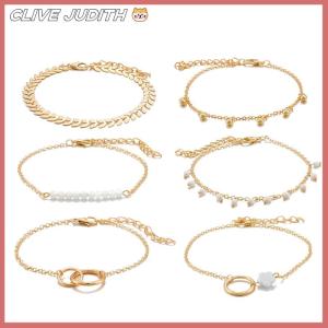 CISWGE 6Pcs set Boho Bracelet Set Women Tassels Leaves Circular Chains Bangle Jewelry
