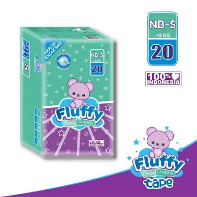 FLUFFY MODEL REKAT TAPED DIAPER SIZE S ISI 20 PCS S20 NBS20 NEWBORN NEW BORN