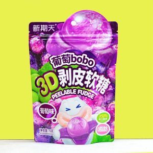 75g 剥皮软糖 葡萄蜜桃味软糖 糖果 网红中国零食 零食小吃 Kids Snack Grape White peach Flaver Gummy Candy Ready To Eat China Snack