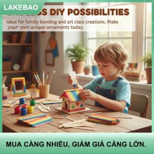 【LAKEBAO】 Tự làm bằng gỗ gậy nghệ thuật và hàng thủ công số lượng lớn đầy màu sắc Popsicle Gậy cho trẻ em lớp học và nhà hoạt động