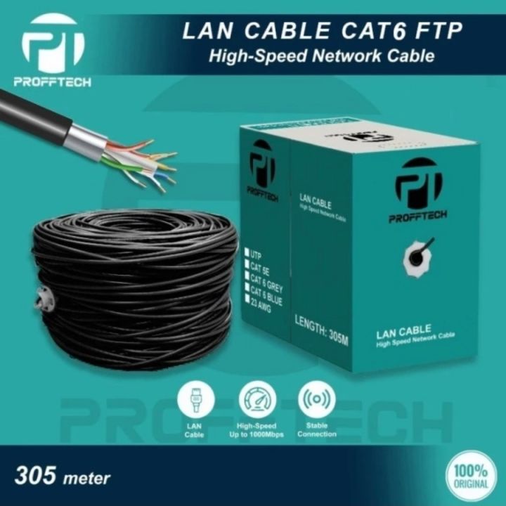 Cable lan roll profftech 305 meter cat 6 ftp outdoor ethernet gigabit ...