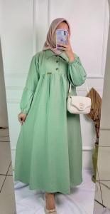 Dress Wanita - Midi Dress / Midi Dress Terbaru Bahan Polo Linen / Dress Kekinian Mewah Elegan