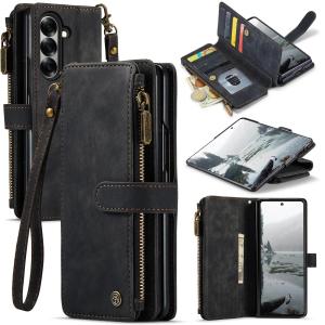 Luxury Business Multi Card Zipper Flip Wallet Leather Case for Samsung Z Fold 8 Ultra 7 Shockproof for Magsafe Book Stand Cover