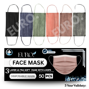 50 pcs Face Mask 3ply Disposable Face Mask 3ply Black Mask Color Mask Face Mask Earloop Mask Hitam 口罩