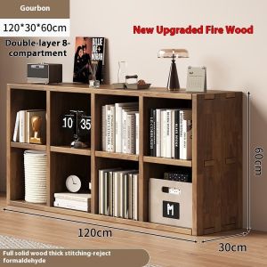 Book Shelf Solid Wood Bookshelf Floor Standing Low Bookshelf Home Storage Cabinet Living Room Grille Cabinet