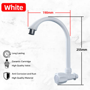Byshow Swan Neck Kitchen Faucet 360°Swivel Bathroom Sink Tap with Anti-Splash Aerator Ceramic Cartridge Universal 1/2" Thread High-Hardness Plastic