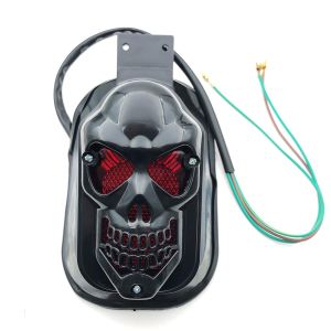 Universal Motorbike Brake Stop Rear Lamp Vintage Motorcycle Skull Tail Light Plastic Skull Tail Light Scooter Moped Refit Indicator