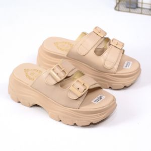 Gevani Sandal Wanita Selop Wedges Celebrity Sole 5 Cm Hitam Hijau Ungu Moca Salem Putih (651)