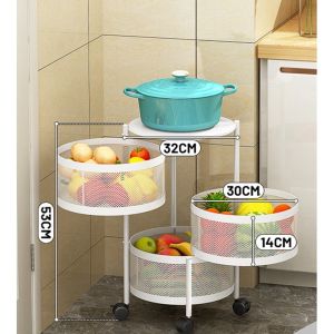 Rak Troli Susun Putar Besi Dapur Serbaguna Tingkat Model Bulat / Rotary Multilayer Organizer