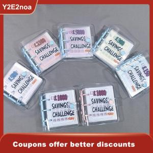 【Y2E2noa】 Savings Challenge Book Saving £1000 Money Binder Mini Portable Money Book Saving Loose-leaf Notebook Cash Budget Storage Book