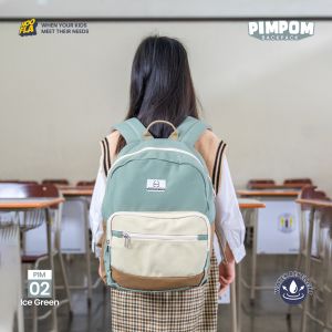 Tas Sekolah Anak SD Laki-Laki Gratis Raincover Ukuran 29 x 12 x 42 CM + Hoofla Pimpom Backpack