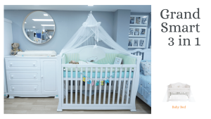 🎈 สีขาวหรือสีโอ๊ค ไม้ยางพาราแท้ พร้อมส่ง Idawin Grand Smart 3 in 1 เตียงเด็กแรกเกิด - เตียงเด็ก เตียงนอนเด็ก เตียงเด็กอ่อน 4 ปี พร้อมอุปกรณ์เตียง