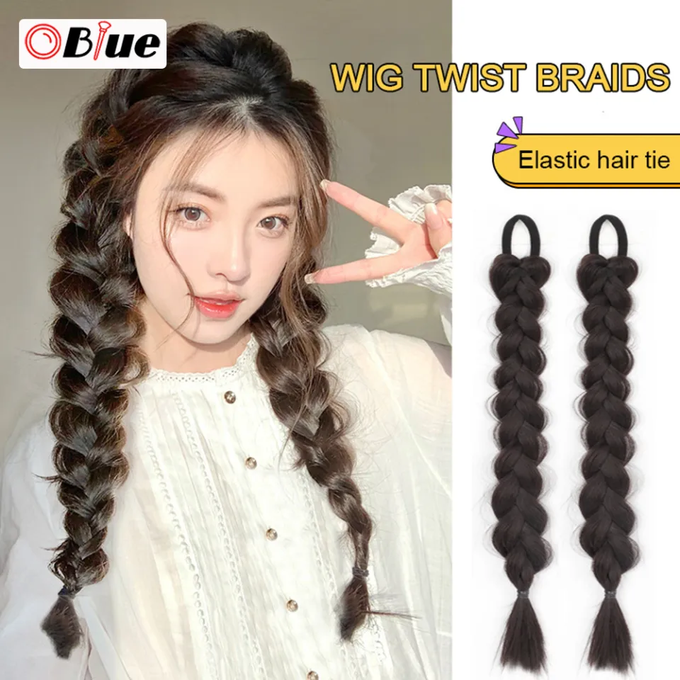 OBlue Natural Braiding Hair Curly Braids Hair Extension Synthetic Tail Wigs  for Women Micro Box Braids