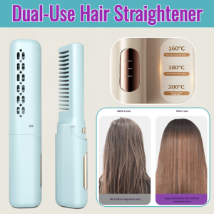 Dual-Use Negative Ions Hair Straightener Portable Wireless Electric Straightening And Curling Iron Hair Straightening Comb Hair Curler