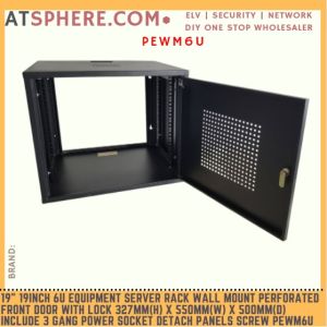 Wall Mount 6U Perforated Server Rack with 3 Gang Extension Key Lock and Screw Set 327mm(H) x 550mm(w) x 500(D) PEWM6U
